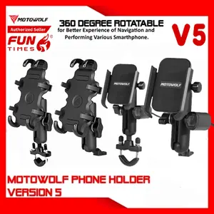 Motowolf&Funtimes MDL2830 Phone Holder Tempat HP Handphone Motor Almunium Alloy Octopus USB Charging VST