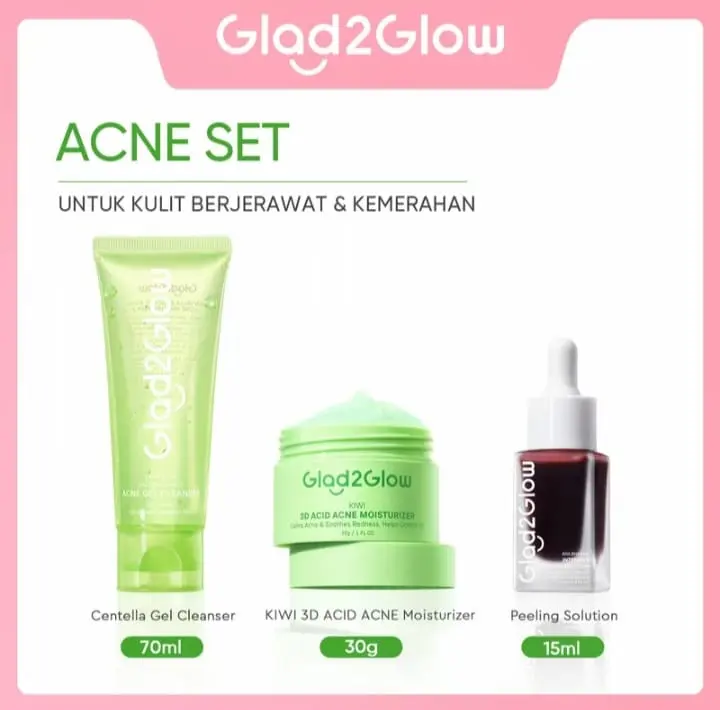 [JAYA] GLAD2GLOW 3 in 1 Peeling Solution Bundle 3pcs exfoliating wajah moisturizer  untuk peeling serum skin care kits eksfoliasi 3