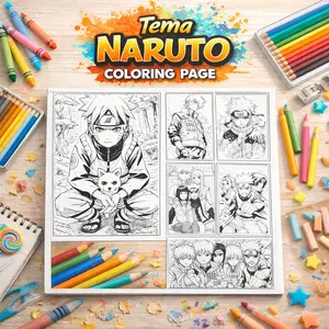 20 LEMBAR KERTAS MEWARNAI UKURAN  A5 & A4 - TEMA NARUTO
