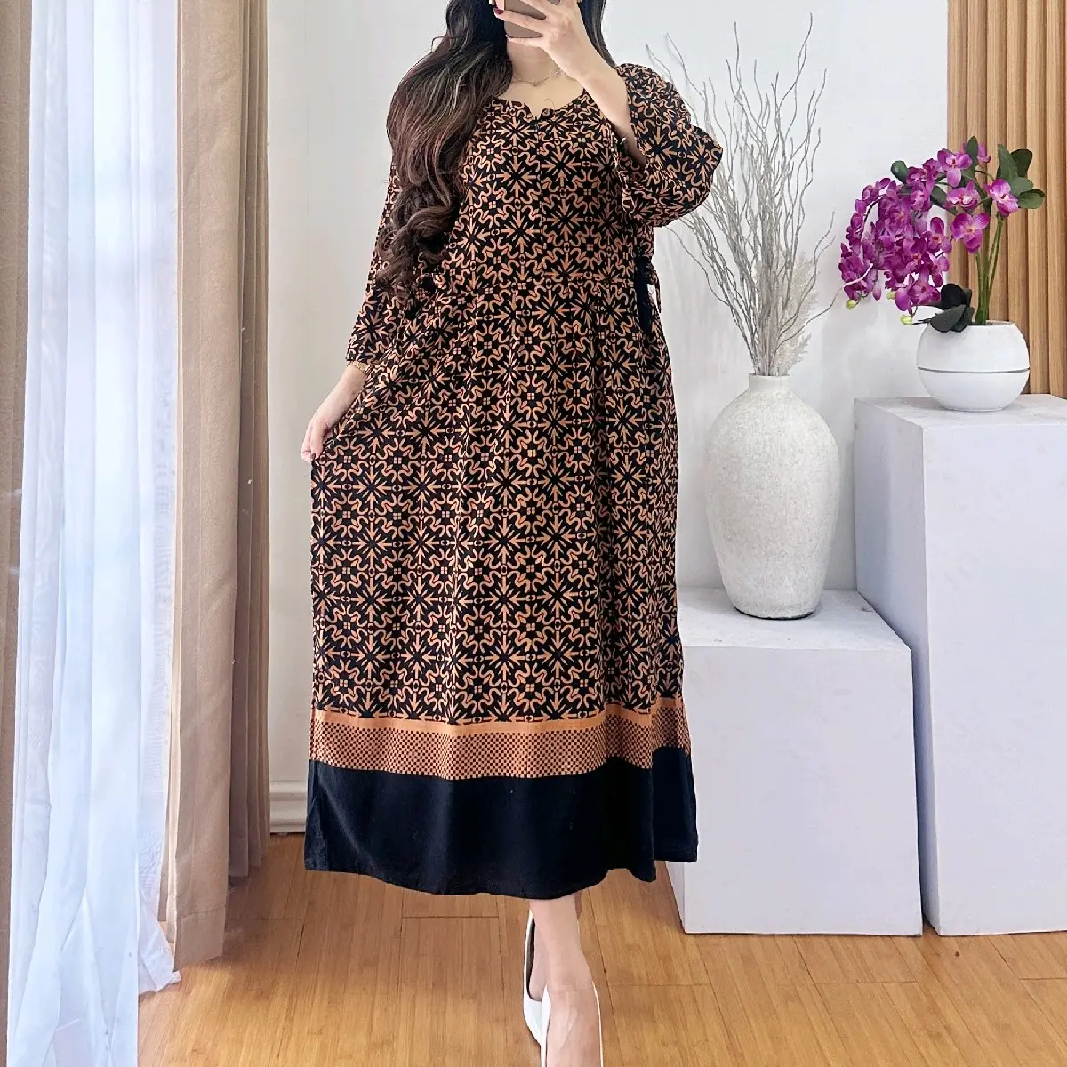 Daster Busui Kancing Bumil Bahan Rayon Adem dengan Tali Samping - Ibu Hamil Sleting Katun