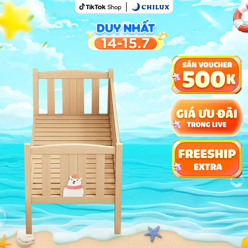 Giường gỗ cho bé Chilux - Hiện đại, an toàn, ghép giường tiện lợi và dễ dàng điều chỉnh độ dài 0