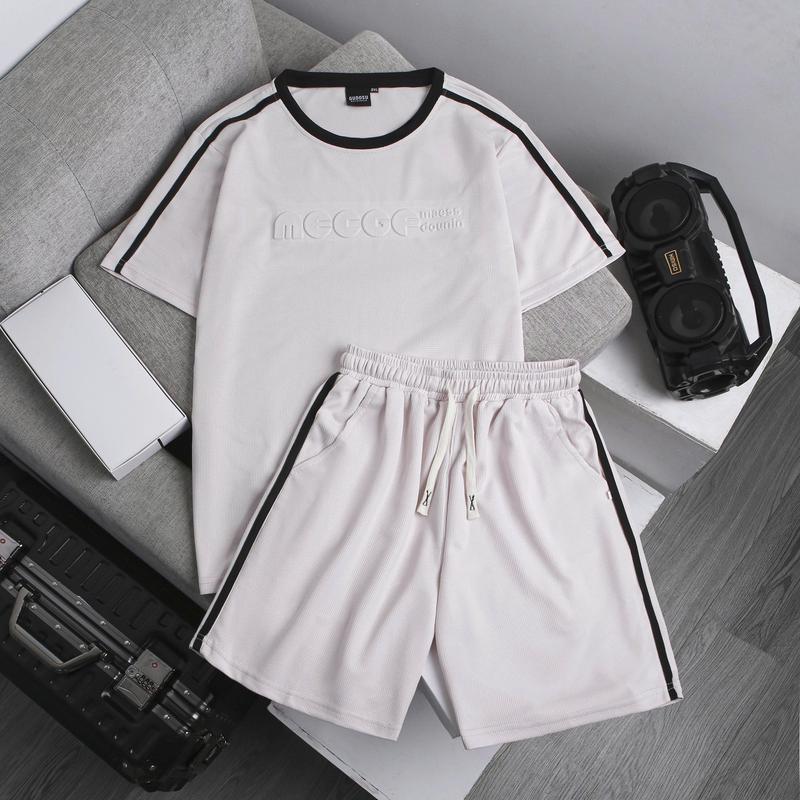 Bộ quần áo thể thao nam nữ chữ MECGF dập nổi 3D,chất liệu vải Wafle thoáng mát co giãn tốt