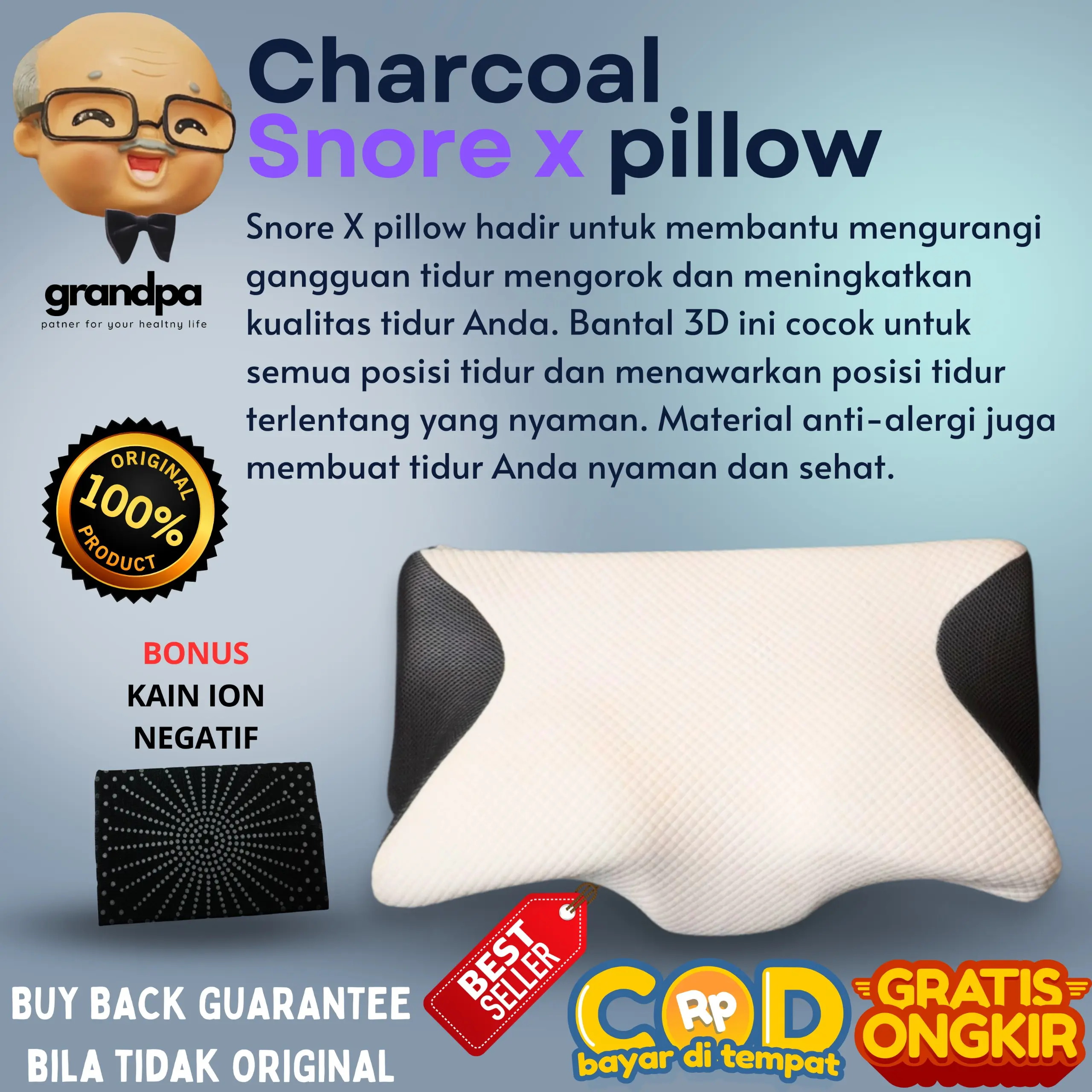 Snore X Pillow - Bantal Anti Dengkur - Anti Snore - Anti Ngorok