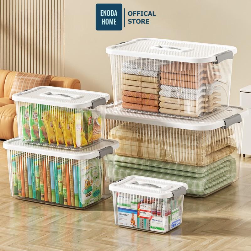 Hộp Đựng Đồ Trong Suốt 5 Kích Thước Thùng Nhựa Có Nắp Đựng Đồ Đa Năng Có Nắp Quai Cài Chắc Chắn Q110