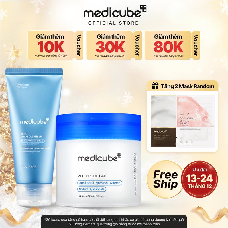 Set Sữa rửa mặt ZERO FOAM CLEANSER 120g & Toner Pad Nhỏ Lỗ Chân Lông ZERO PORE PAD 2.0 - 100ml 70 miếng