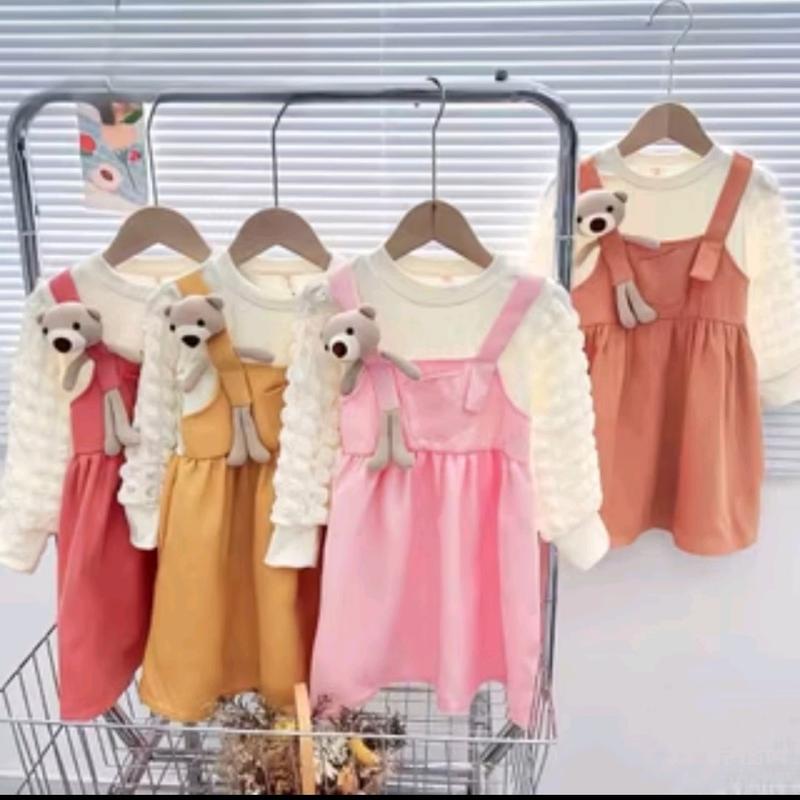 04-DRES  ANAK CEWEK LENGAN JAGUNG USIA 6bln-3THN Gaun Perempuan Katun Bayi 6