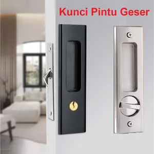 Hitam / Perak Kunci Pintu Sliding Geser Set Invisible Sliding Door Kunci pintu perangkat keras anti-pencurian dengan kunci