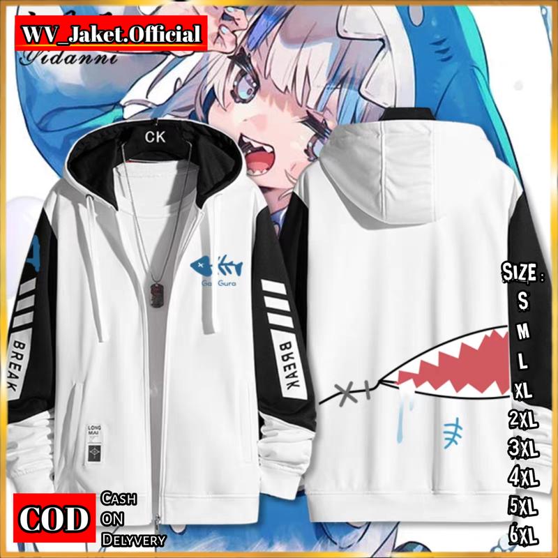JAKET HOODIE ZIPPER GAWR GURA ANIME Jaket Zippers Kupluk OVERSIZE Shop  Tokopedia
