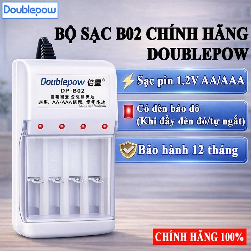 Bộ Sạc Pin Pin Tiểu AA/AAA Doublepow B02 Dùng Cho Micro, Remote, Đồng Hồ