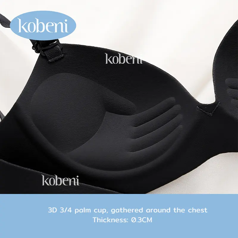 Kobeni Celana Dalam seamless sexy lingerie women's summer gathering without steel ring text bra set black Bh Setelan 4