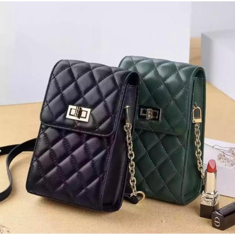 TAS GROSIR VIRAL - TAS hp wanita bordir / Tas selempang wanita mini / Tas wanita premium mini murah Kulit PU Navy Hijau Army Hitam 0