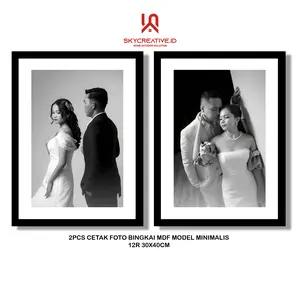 PAKET 2PCS 12R (30X40CM) CETAK FOTO DENGAN BINGKAI MDF MINIMALIS Dekorasi Bukan Musiman dinding