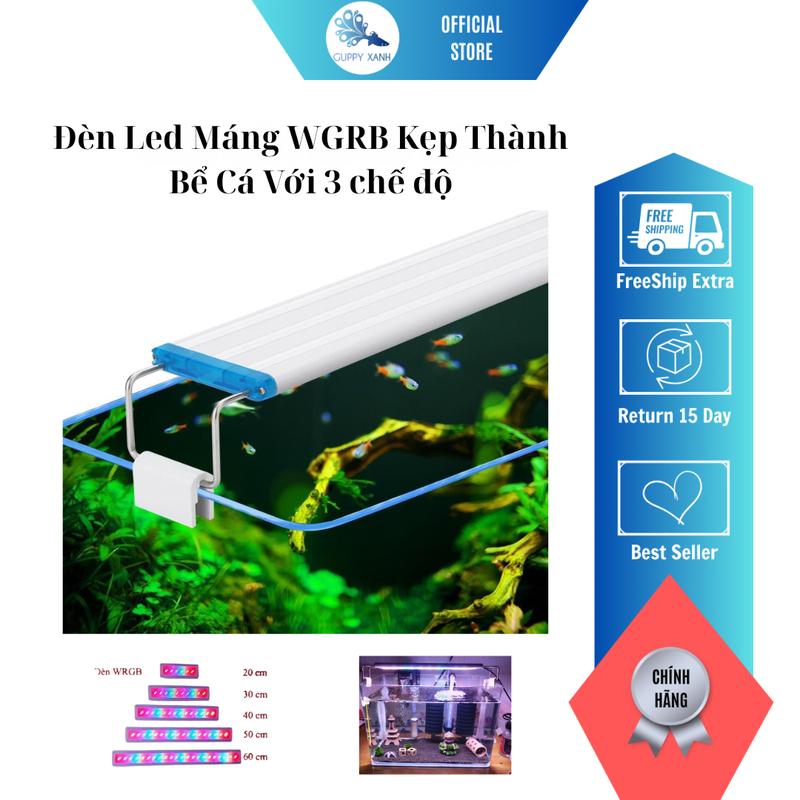  Đèn Led Máng WGRB Kẹp Thành Bể Cá Với 3 chế độ  Thuỷ Sinh - Dành Cho Hồ 20->70cm 