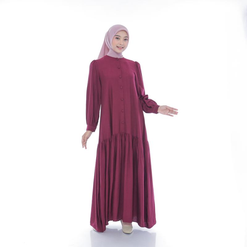 Product Introduction of Dress Lunna Dress Mahaira Premium Bahan Polo Linen Katun Premium Dress Wanita Muslim Dewasa Mewah  Pesta Elegant Gamis Kondangan Gaun Hitam Rayon Midi Navy Remaja Panjang Crinkle Basic Airflow 2