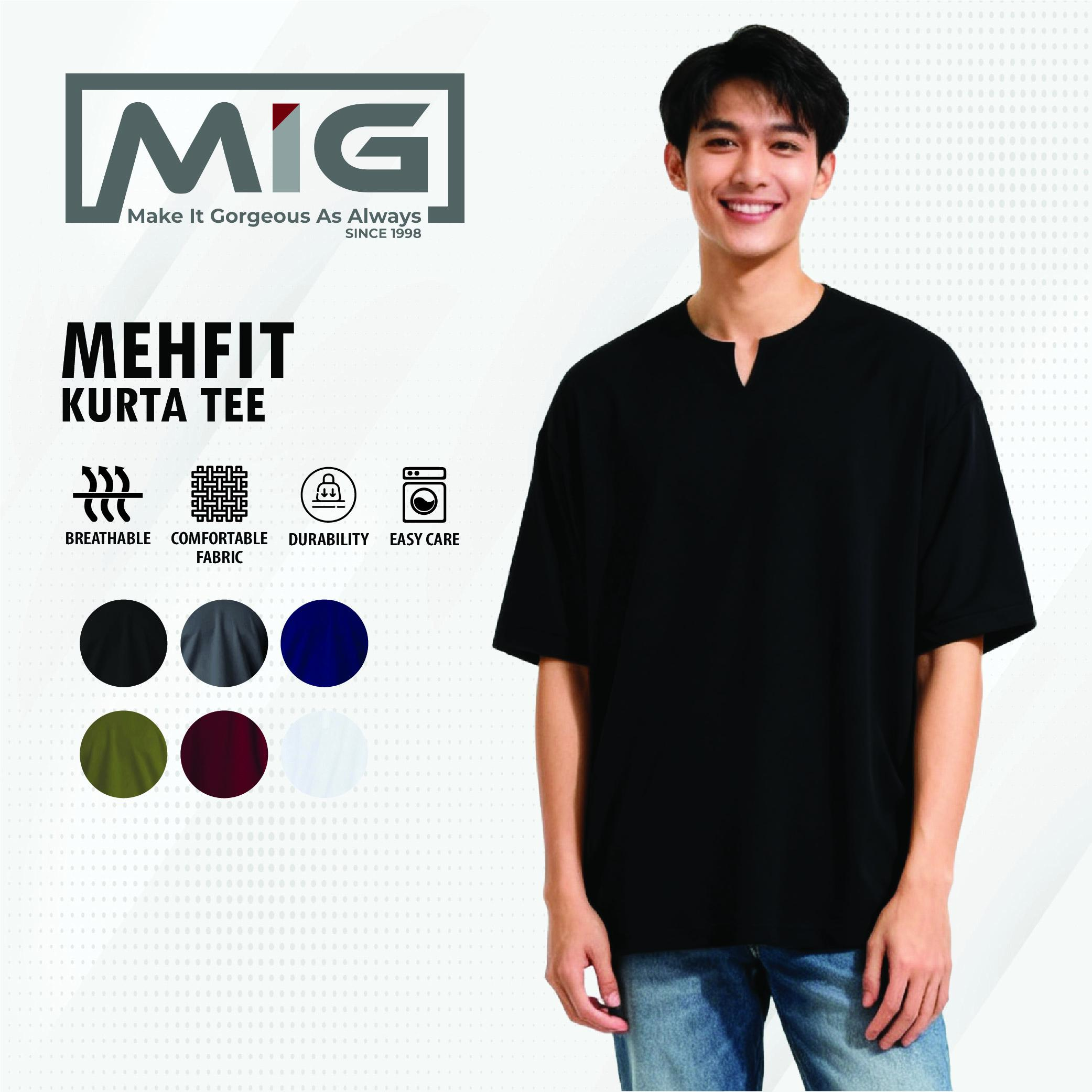 MIG Polyester V neck Short Sleeve Plain Mehfil Kurta Tee
