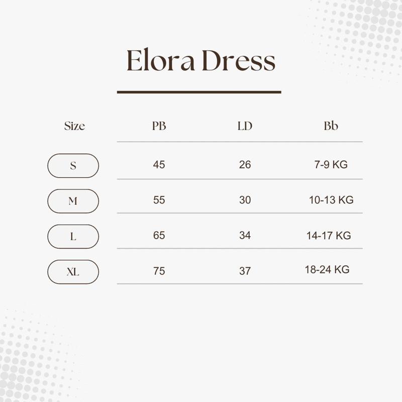 Little Porin Elora Dress Anak Perempuan 6 Bulan - 7 Tahun Bahan Elora Variasi Depan Size S M L XL Dress Princess Baju Sehari Hari Original