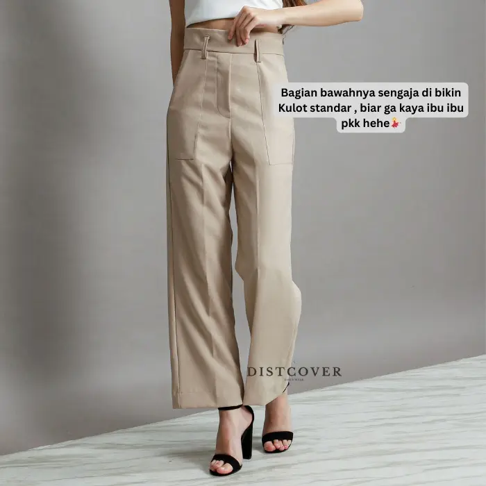 SAN STORE - Diora Pants Anti kusut Trousers - Highwaist Wide Leg - Celana Kantor/Formal Wanita 5