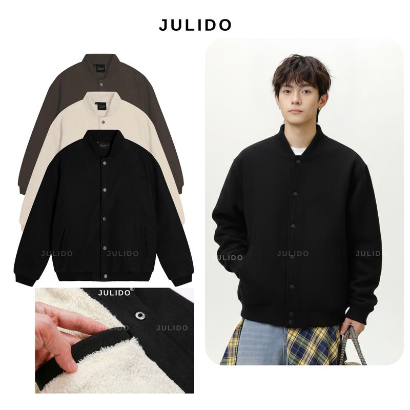  Áo bomber dạ lót lông ấm áp basic trơn basic 3 màu JULIDO dạ ép mùa đông 