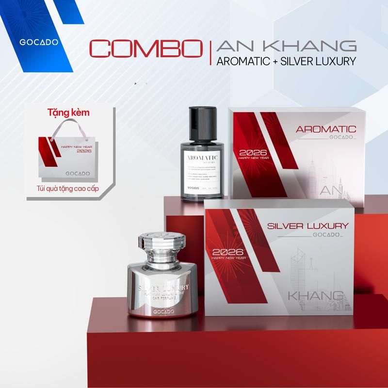  BỘ QUÀ TẶNG NƯỚC HOA Ô TÔ "AN KHANG" GOCADO: 01 NƯỚC HOA Ô TÔ AROMATIC & 01 NƯỚC HOA Ô TÔ SILVER LUXURY TẶNG KÈM TÚI XÁCH CAO CẤP 