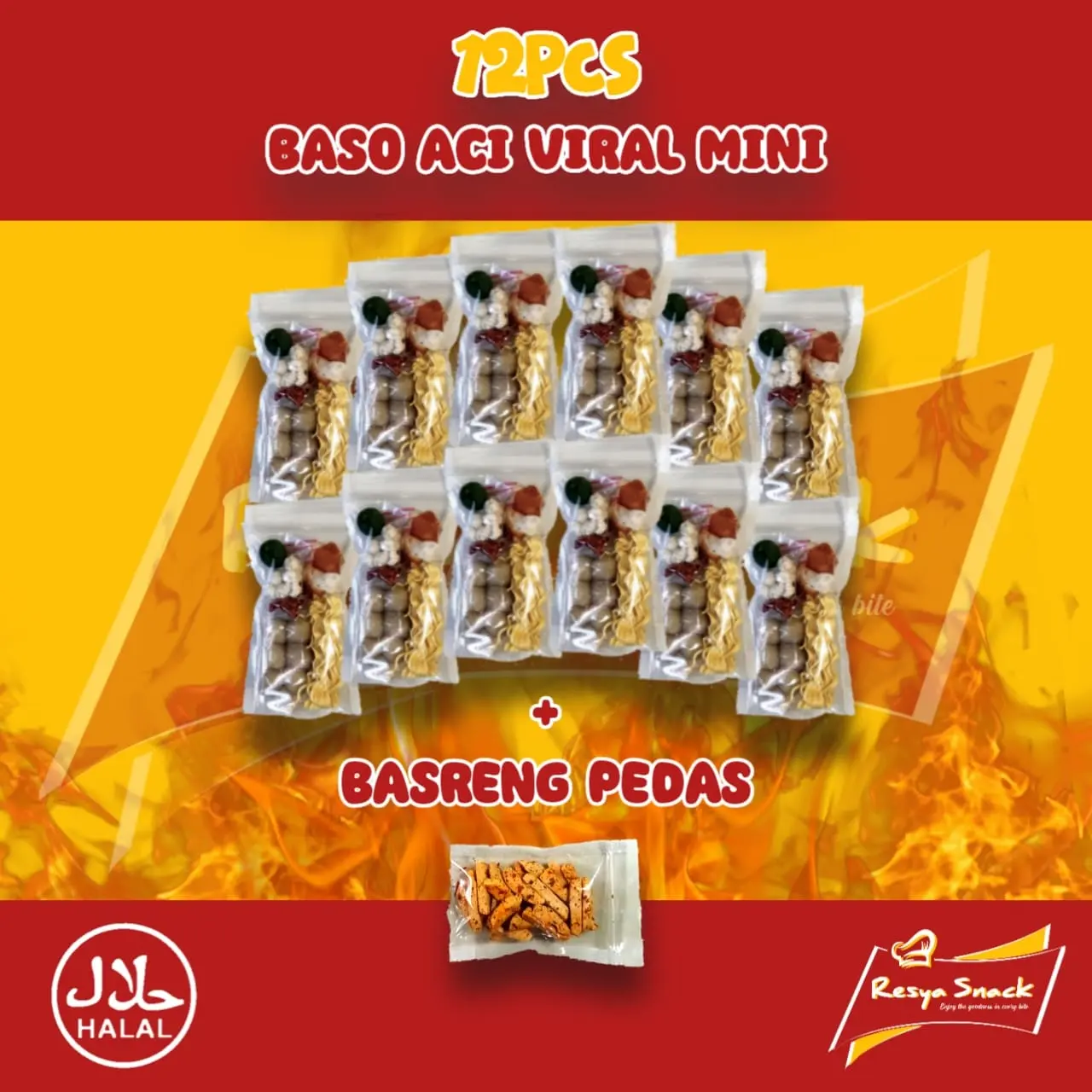 12 BUNGKUS BASO ACI VIRAL + BASRENG PEDAS | RESYASNACK Instan Asin Food