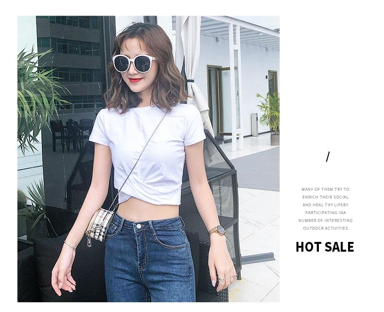 Product Introduction of Black T-shirt women's short sleeves, short high waist, with high net celebrity, small summer dress, crop top, INS super hot 15