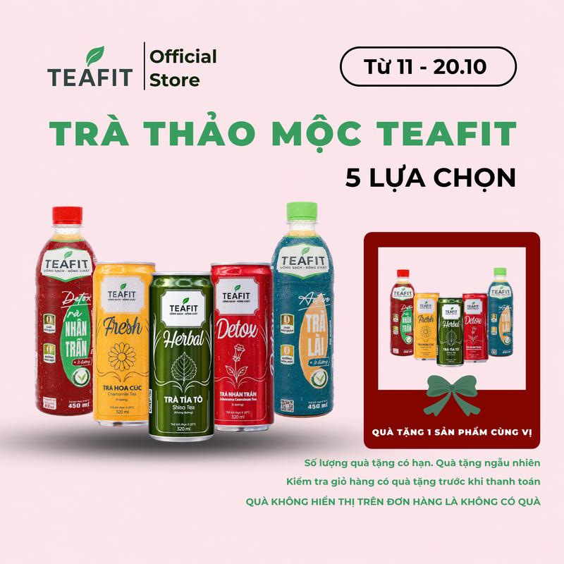 Trà Thảo Mộc TEAFIT Chọn Vị Tía Tô Nhân Trần Hoa Cúc Trà Lài 320ml 450ml