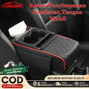 Bantal Sandaran Lengan  Mewah 5 dalam 1: Penutup Konsol Tengah Kulit PU Premium dengan 2 Tempat Gelas, Penyimpanan Kotak Tisu & Slot Telepon | Cocok , SUV, Truk | Desain Ergonomis Tinggi Dapat Diatur | Tahan Air & Gampang Dibersihkan mobil armrest Car