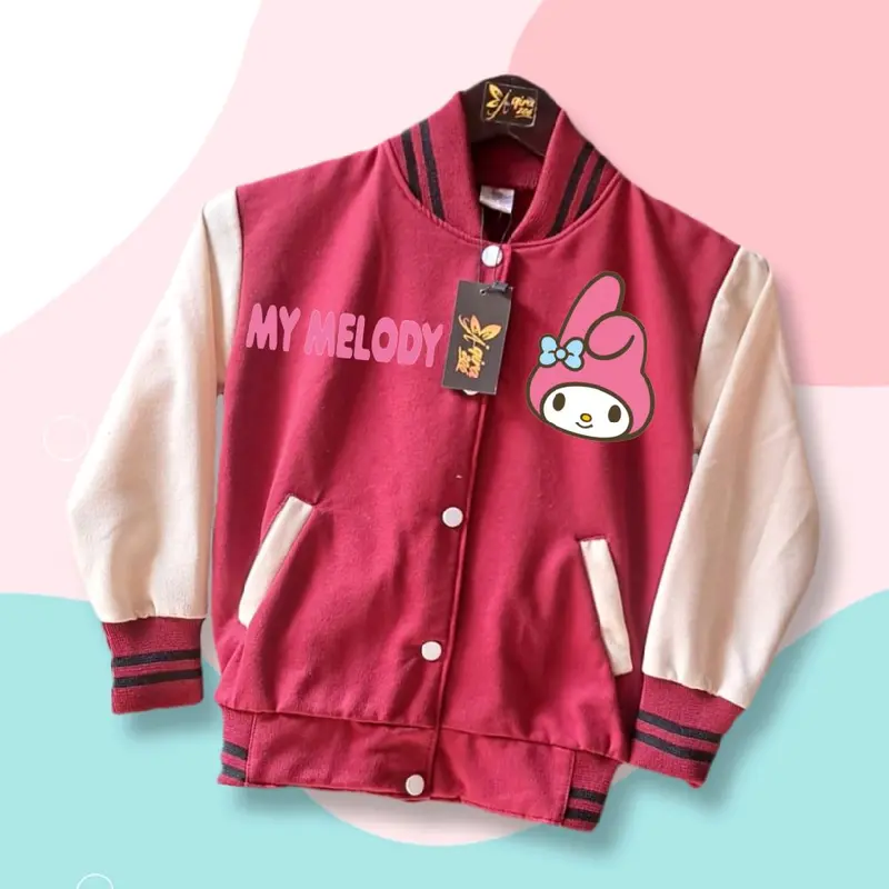 Jaket Varsity Anak Perempuan My Melody Pink Kece Usia 3 5 6 7 8 9 10 Tahun 5