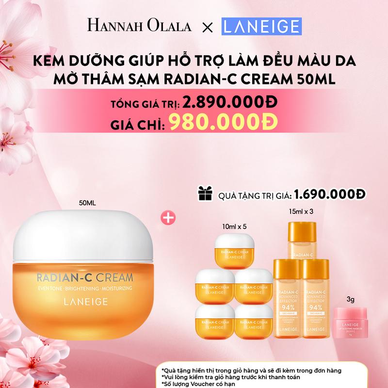 LANEIGE x HANNAH OLALA - Kem dưỡng giúp hỗ trợ làm đều màu da mờ thâm sạm LANEIGE Radian-C Cream 50ml Skincare Làm Đẹp Da Dưỡng Ẩm Da Vitamin C