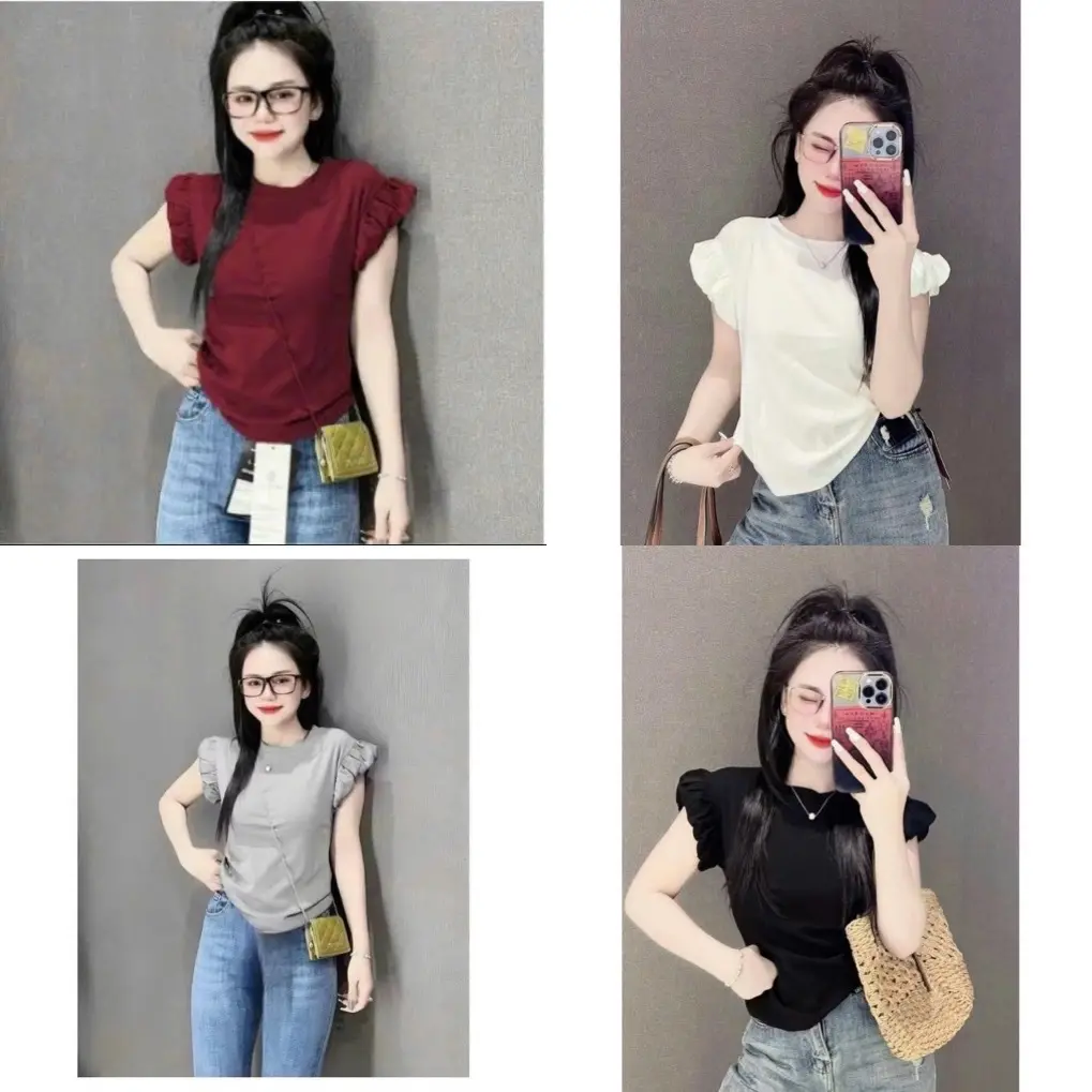 Áo thun tăm nữ tay hến mẫu mới 2025 size 38-65kg,chất thun tăm,Áo thun fom body cộc tay cho nữ | BigBuy360 - bigbuy360.vn