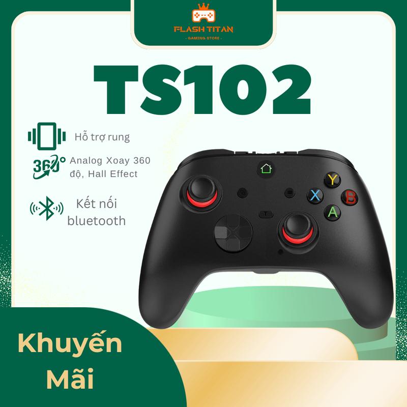 Tay Cầm Chơi Game không dây Bluetooth TS102 - Cần analog xoay 360 có hall effect - Dùng cho PC,Laptop ĐT full Skill FO4