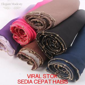 Tudung melayu, tudung chiffon mutiara gradasi warna, kombinasi warna yang bergaya dengan cetakan rantai manik logam, tudung chiffon kapas tulen, sulaman tangan untuk dewasa, remaja, dan kanak-kanak, kain khas Kelantan, tudung tradisional dengan reka bentu