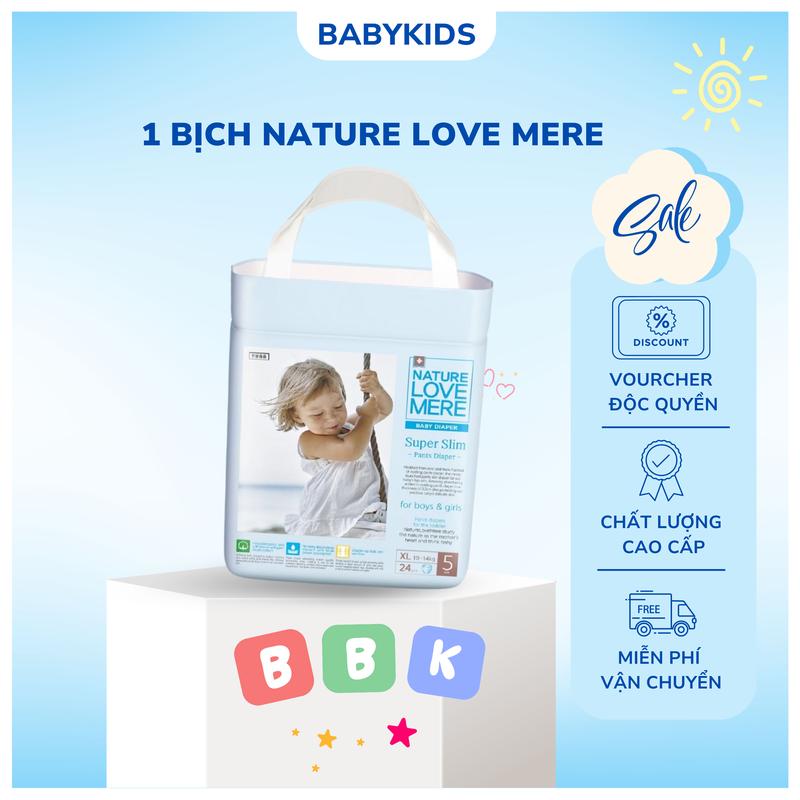 BBK 1 bịch Tã Bỉm Nature Love Mere Mẫu Mới bỉm hè mềm mỏng và thấm hút tốt hàng chính hãng cho bé