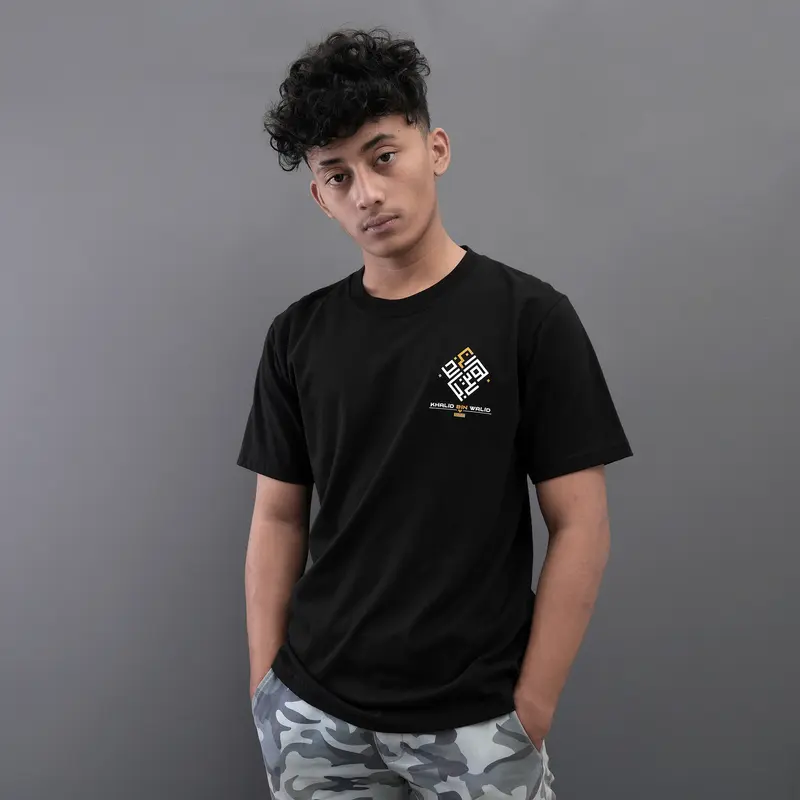 Kepswah Official - Kaos Khalid Bin Walid Kaligrafi - Baju Sahabat Nabi Dakwah Muslim Islami - T-Shirt Combed 24s Pria Unisex 1