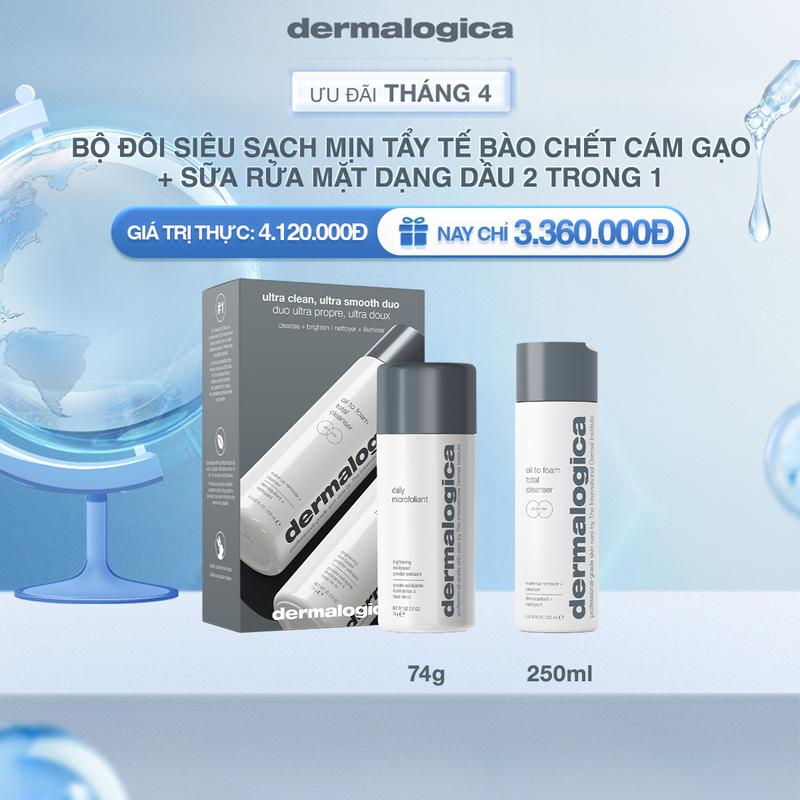 Combo Tẩy da chết Dermalogica Daily Microfoliant 74g & Sữa rửa mặt Dermalogica Oil To Foam Total Cleanser 250ml