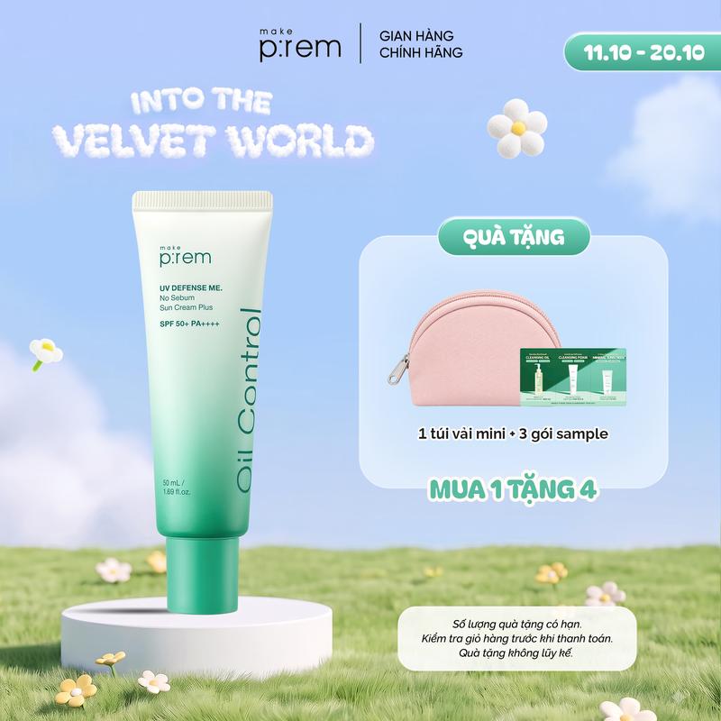 [MỞ BÁN] Kem chống nắng Make P:rem UV DEFENSE ME No Sebum Sun Cream Plus Kiềm Dầu Kiểm Soát Bã Nhờn SPF 50+ PA++++ 50ml
