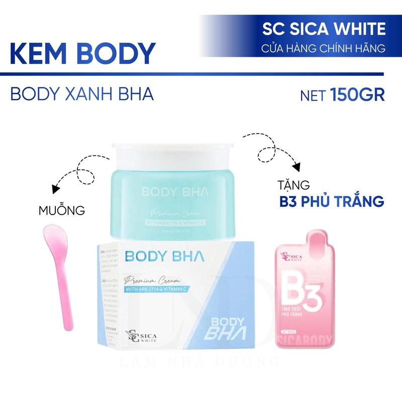  Kem Sica White Body Cốt Ủ BHA 150g  B3  - Hỗ trợ kícḣ trắng phục hồi da đen sạm 