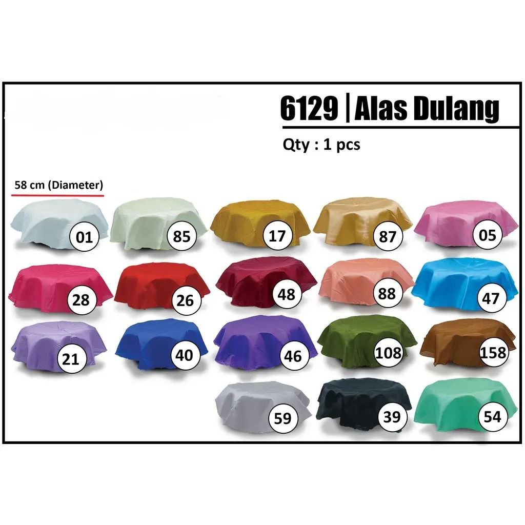 [Ready Stock] 58cm x 58cm 1 pcs Alas Dulang Satin bulatan | Round Satin Tray Base | Dulang Satin | 1 pcs | 16129 Gold Purple White