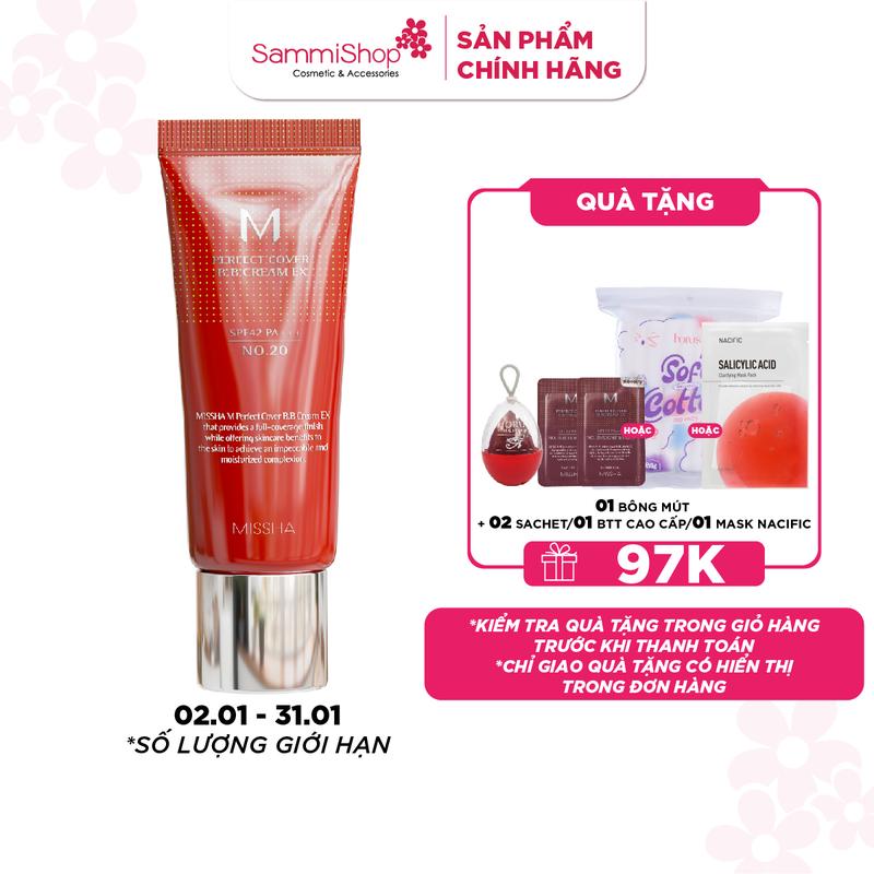  Missha Kem nền M Perfect Cover BB Cream EX SPF42 PA+++ 20ml 