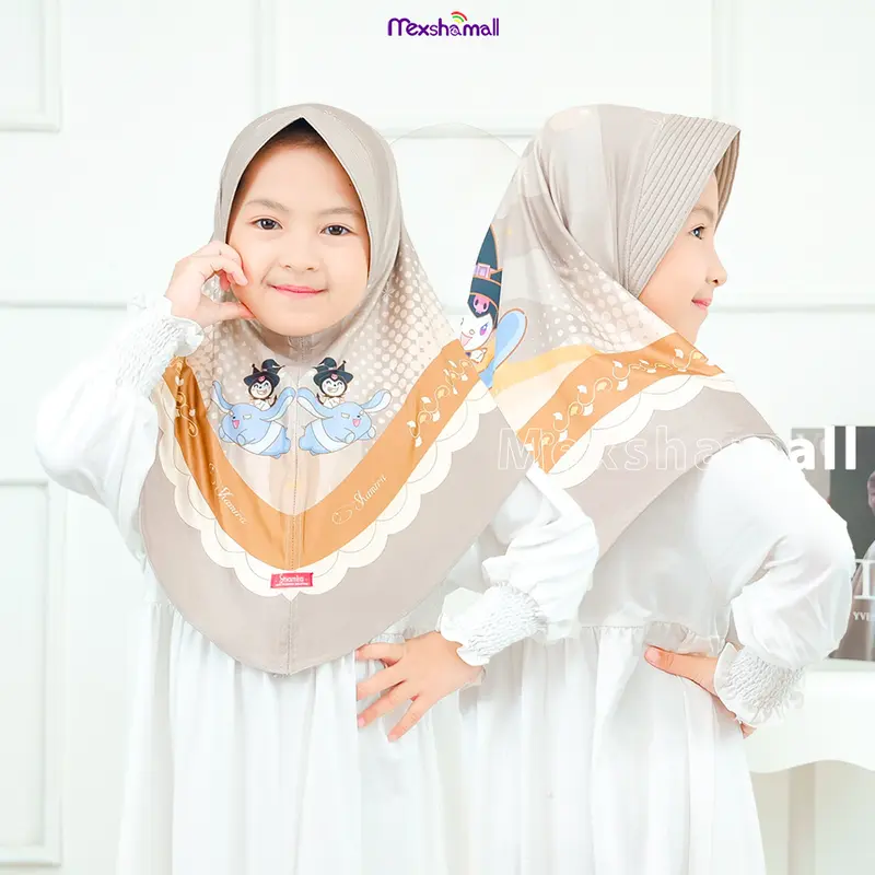 Shamira - Hijab Anak Motif Labubu I Kuromi Material Jersey I Kerudung Instan Anak Perempuan 3-9 Tahun 0