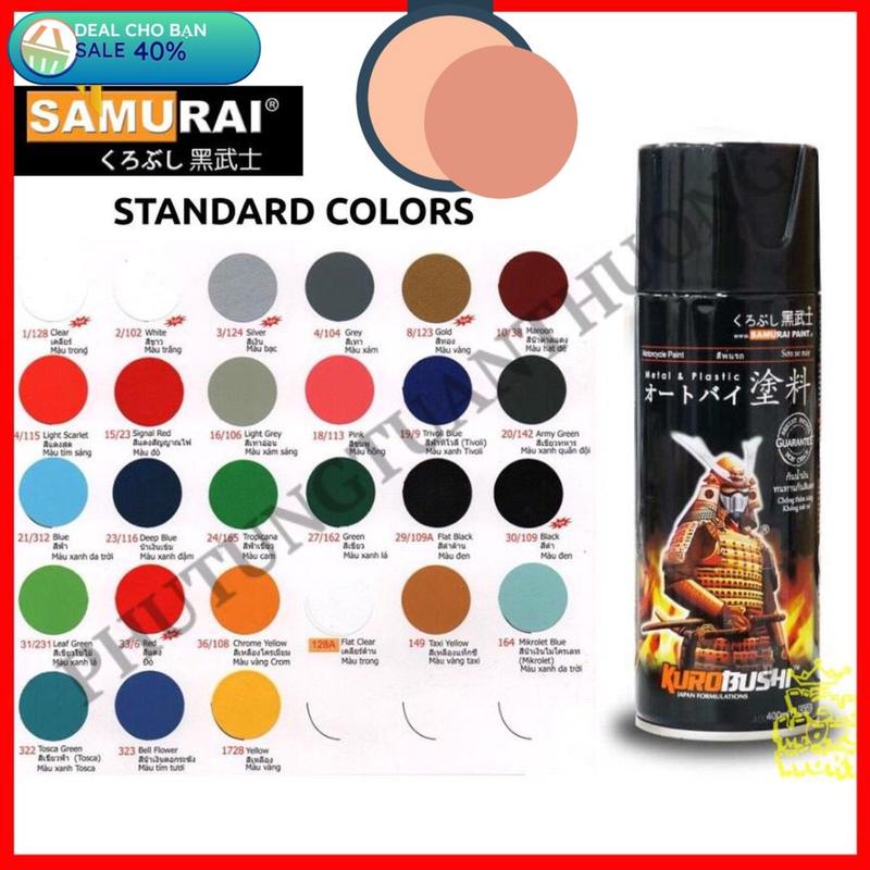   Chính Hãng  Sơn xịt Samurai đủ màu đen nhám đen bóng trắng đỏ xanh vàng... sơn lót phủ bóng chất lượng Nhật Bản 