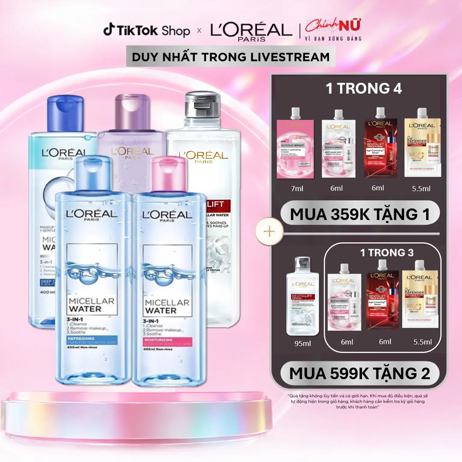 Nước Tẩy Trang 3 In 1 Micellar Làm Sạch Sâu L'Oréal Paris 400Ml