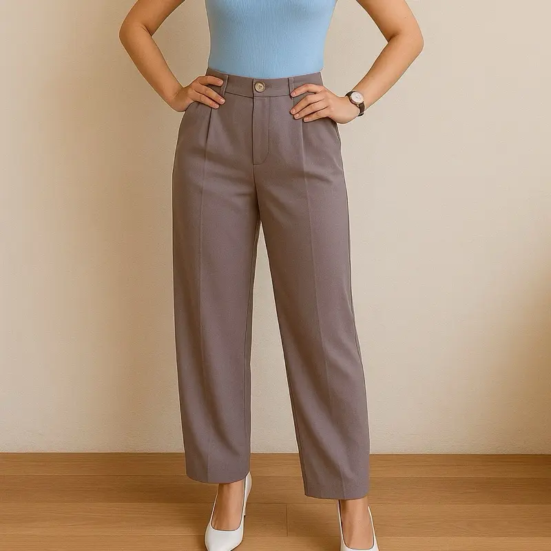 Hersoul-IU Loss Pants-09 Celana Kantor Highwaist-Celana Kulot Wanita Anti Kusut Panjang Casual Loose Crinkle celanakulot 3