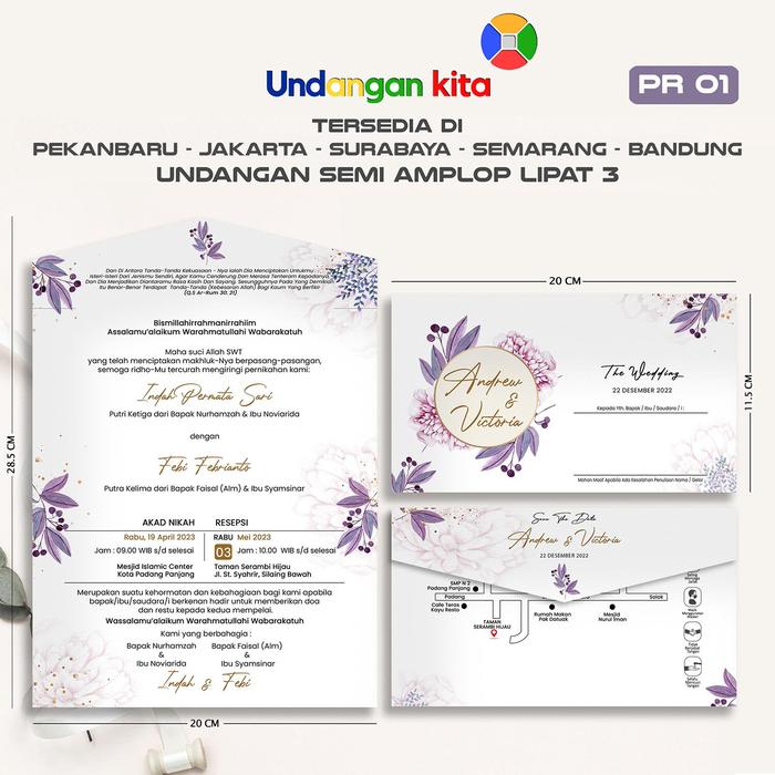 Gambar (100Pcs) Undangan Pernikahan Brief Card Bentuk Semi Amplop - PR 1 dari Undangan Kita Kota Administrasi Jakarta Barat 4 Tokopedia