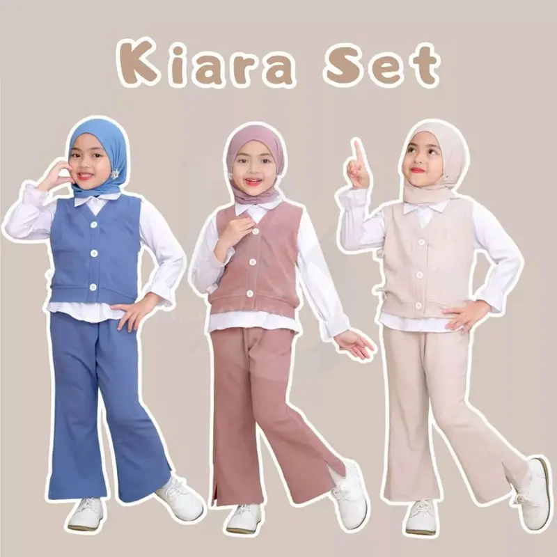 Setelan Anak 3 in 1 Rompi Model / Setelan Anak Perempuan 2-8 Tahun / One Set KNIT TERBARU/ Baju Setelan Rompi 0