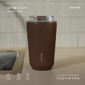 [Domma] Custom Engrave - 350 ml Go-Sip Tumbler Hadiah Double Wall Stainless Steel Insulated Water Bottle Botol Minum Thermos Kopi Teh Mug Vacuum