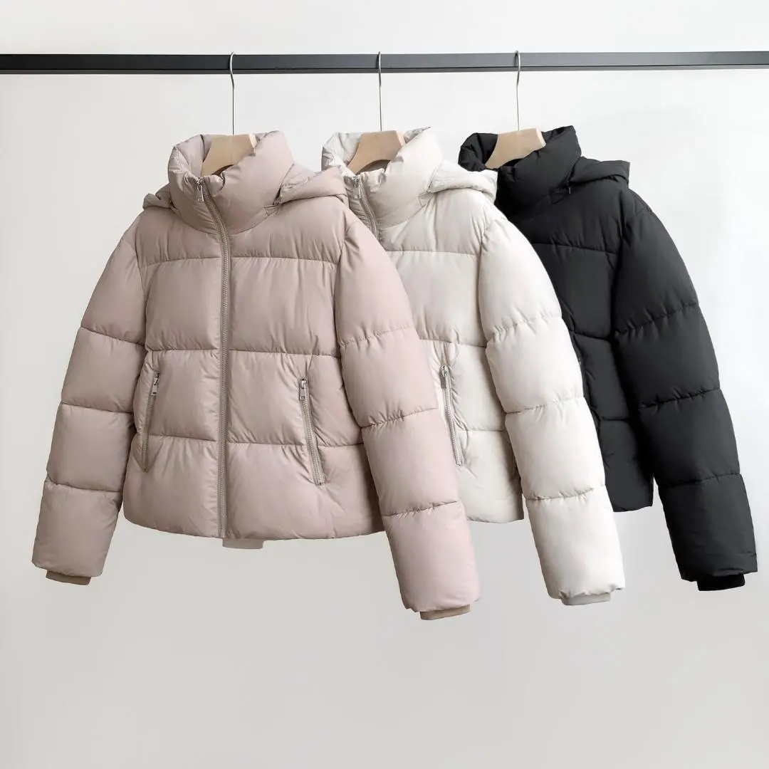 PUFFIT Womenswear Winter Comfort Minimalist Basic Puffer Jackets with Removable Hood & Faux Fur Hooded,Lady Casual Outerwear Longsleeves Zip Pockets Warm Quilted Coat