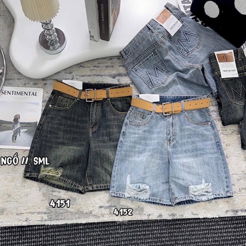 Quần Jeans Đùi Nữ || 151-152 || Rách, Phom Trên Gối Lưng Cao Jeans QC ( Phom Đẹp )
