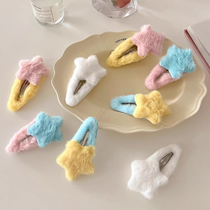 Kẹp Tóc Hình Ngôi Sao Bằng Vải Nhung Lông Cho Nữ, Phong Cách Hàn Quốc, Ins, Dễ Thương, Ngọt Ngào, Quà Tặng Sinh Viên 5