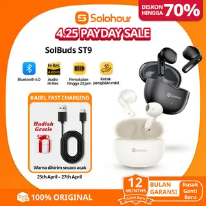 Solohour ST9 TWS Wireless Earphone Airbuds New ST9 Original BT 6.0 True Wireless Headset Bluetooth Earbuds IPX4 WaterProof-Official